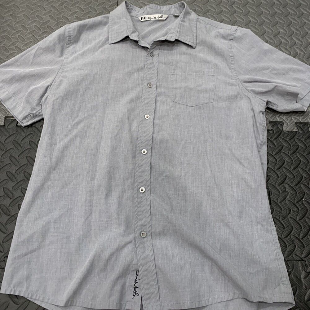 Travis Mathew Shirt Mens Sz L Gray ButtonUp Lightweight Stretch Performance Golf